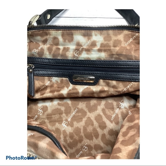 B. Makowsky Black Leather Satchel/Crossbody - Picture 6 of 8